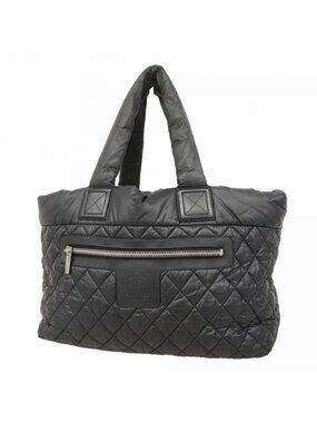 Chanel Tote Coco Cocoon Nylon Black Silver